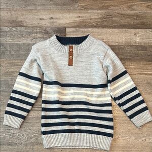 Stylish Kids Striped Sweater in Gray and Navy